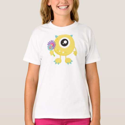 Frühjahrsmonster, Gelbes Monster, Blume, Hörner T-Shirt (Vorderseite)