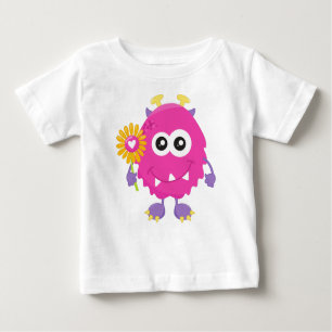 Frühjahrsmonster, rosa Monster, Blume, Hörner Baby T-shirt