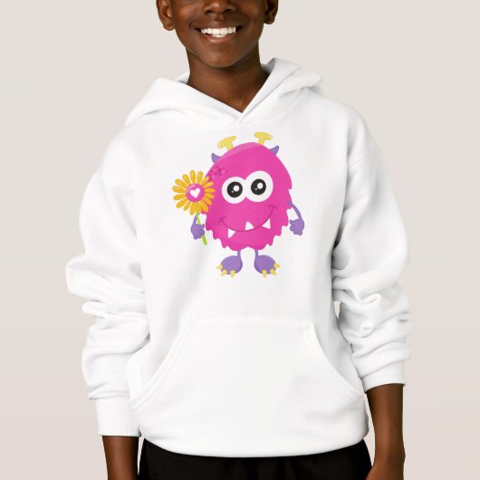 Frühjahrsmonster, rosa Monster, Blume, Hörner Hoodie (Vorderseite)
