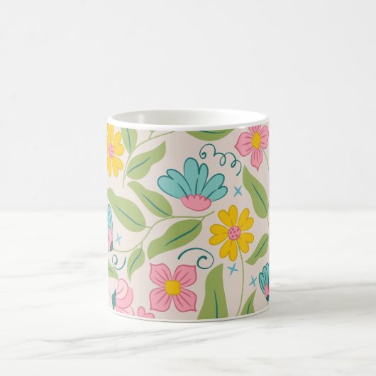 Frühjahrsmuster auf Rosa Kaffeetasse (Mittel)