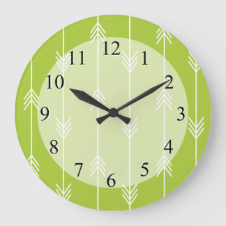 Frühjahrsmuster für grüne Pfeil Große Wanduhr