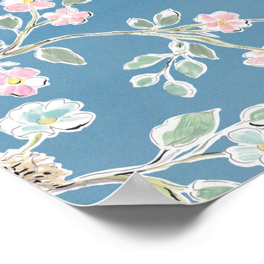 Frühjahrsmuster - Vögel und Blume Poster (Ecke)