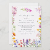 Frühjahrsommer-Wildblume | Farbenfrohe Blumenhochz Einladung (Vorne/Hinten)