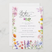 Frühjahrsommer-Wildblume | Farbige Babydusche Einladung (Vorne/Hinten)