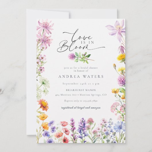 Frühjahrsommer-Wildblume | Farbiges Brautparty Einladung (Vorderseite)