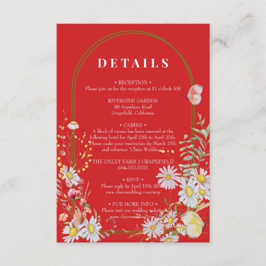 Frühjahrsommer Wildblume Fiery Red Enclosure Card Begleitkarte (Vorderseite)