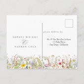 Frühjahrsommer-Wildblume | Hochzeitsstichtag speic Ankündigungspostkarte (Rückseite)