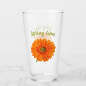 Frühjahrsorange Gerbera Blume Foto mit Text Glas (Rückseite)
