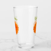 Frühjahrsorange Gerbera Blume Foto mit Text Glas (Rechts)