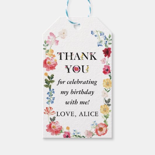 Frühjahrsparty Wildblume Erster Geburtstag Geschenkanhänger (Vorderseite)