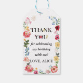 Frühjahrsparty Wildblume Erster Geburtstag Geschenkanhänger (Rückseite)