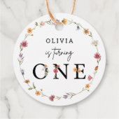 Frühjahrsparty Wildblume Erster Geburtstag Geschenkanhänger (Rückseite)