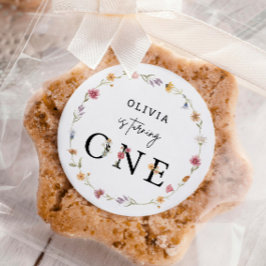 Frühjahrsparty Wildblume Erster Geburtstag Runder Aufkleber