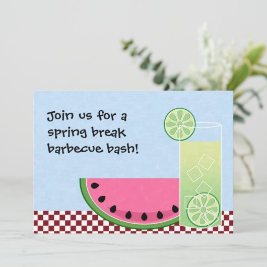 Frühjahrspause Barbecue Bash Einladung (Stehend Vorderseite)