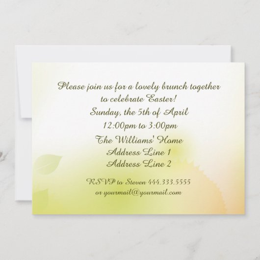 Frühjahrspodien Custom Oaster Brunch Einladung (Rückseite)