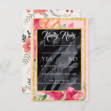 Frühjahrspopie Blackboard Wedding Response Card