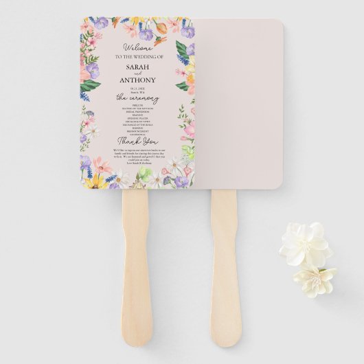 Frühjahrsprogramm der Wildblume Fächer (Vorne und Hinten)