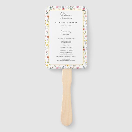 Frühjahrsprogramm der Wildblume für Hochzeiten Fächer (Vorderseite)