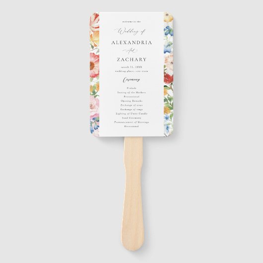 Frühjahrsprogramm für mehrfarbige Hochzeiten Fächer (Vorderseite)