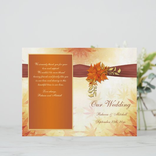 Frühjahrsprogramm Rot und Gold für Blätter Hochzei (Stehend Vorderseite)