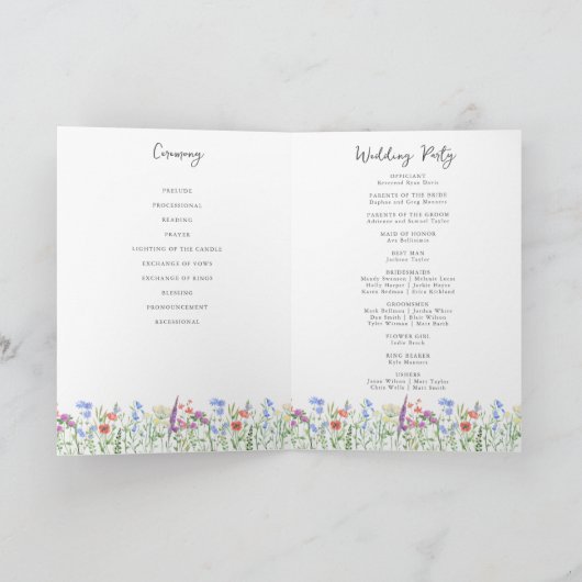 Frühjahrsprogramm Wildblume Garden Wedding Folding Programm (Innenseite)
