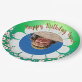 Frühjahrsrahmen für grünes Party Foto Pappteller (Schrägansicht)