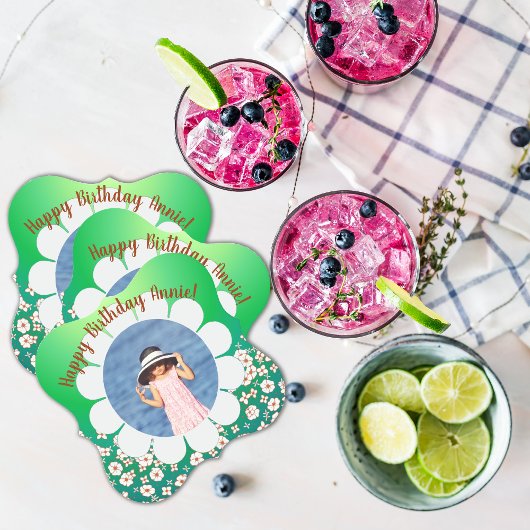 Frühjahrsrahmen für grünes Party Foto Untersetzer