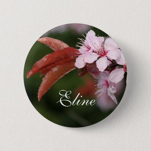 Frühjahrsrosa Pflaumenblüten Button (Vorderseite)
