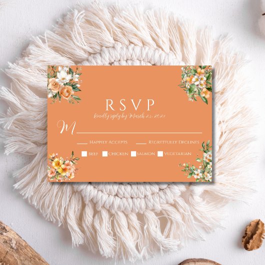 Frühjahrssaison Apricot Peach Floral RSVP Karte