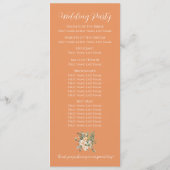 Frühjahrssaison Apricot Peach Floral Wedding Programm (Rückseite)