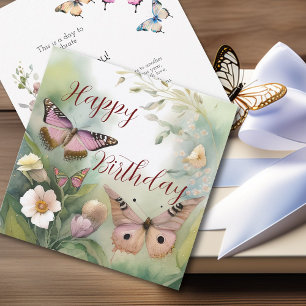 Frühjahrsschmetterling und Blume Geburtstag Karte