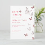 Frühjahrsschmetterlinge Foto Hochzeit Save The Date (Stehend Vorderseite)