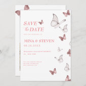 Frühjahrsschmetterlinge Foto Hochzeit Save The Date (Vorne/Hinten)