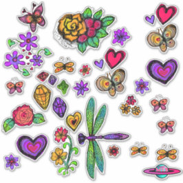 Frühjahrsschmetterlinge und Blume Aufkleber Set