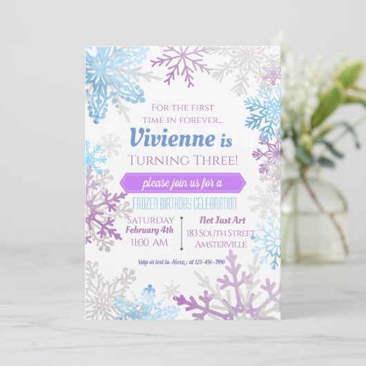 Frühjahrsschneeflocken Einladung zum Geburtstag (Stehend Vorderseite)