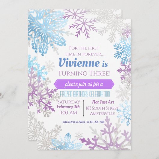 Frühjahrsschneeflocken Einladung zum Geburtstag (Vorne/Hinten)