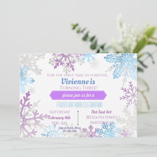 Frühjahrsschneeflocken Einladung zum Geburtstag (Stehend Vorderseite)