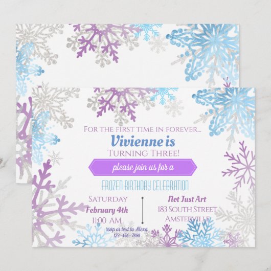 Frühjahrsschneeflocken Einladung zum Geburtstag (Vorne/Hinten)