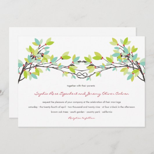 Frühjahrsszension der Liebe "Fresh Green Knotted T Einladung (Vorne/Hinten)