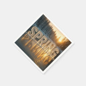 Frühjahrstext auf einem gefrorenen See Serviette (Ecke)