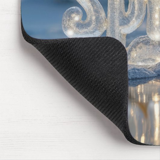 Frühjahrstext in Eis mit Affodien Mousepad (Ecke)