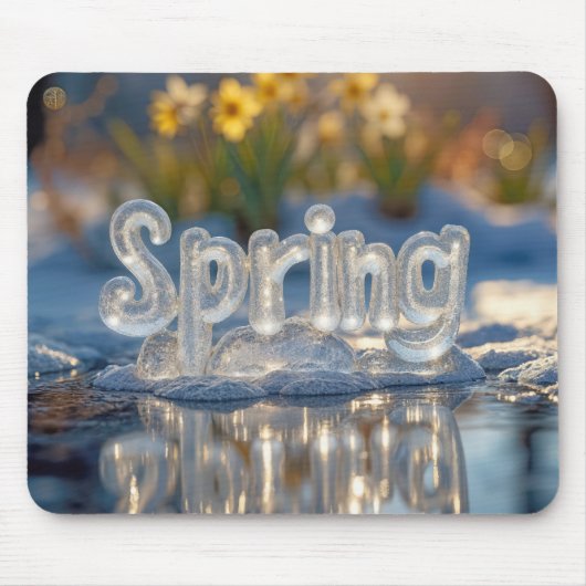 Frühjahrstext in Eis mit Affodien Mousepad (Vorne)