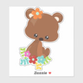 Frühjahrstiere, Niedlicher Bär, kleiner Bär, Blume Aufkleber (Blatt)