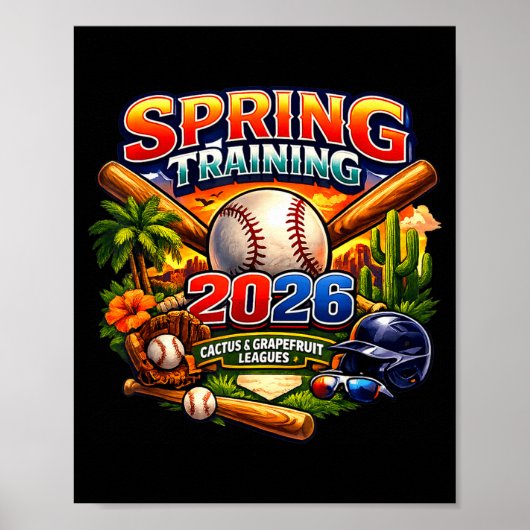 Frühjahrstraining 2026 Baseball-Fan-Design Retro-P Poster (Vorne)