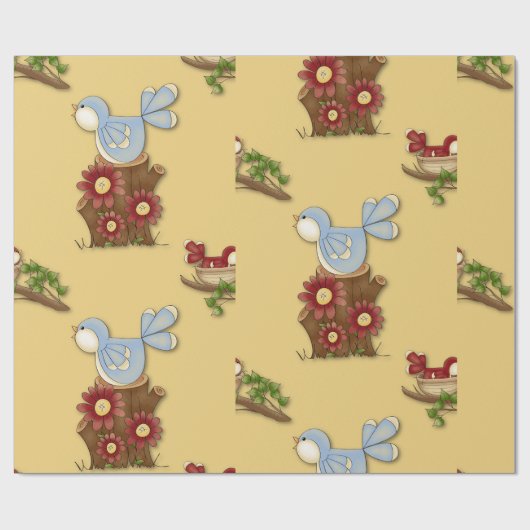 Frühjahrsvögel Geschenkpapier (Flach)