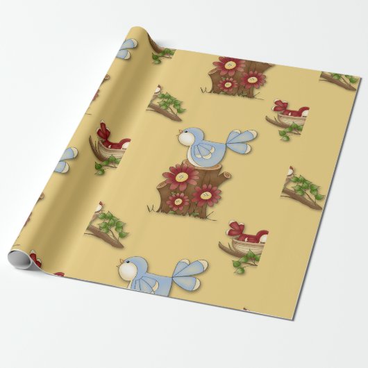 Frühjahrsvögel Geschenkpapier (Ungerollt)