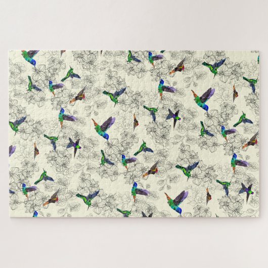 Frühjahrsvögel - Humingvögel - Puzzle (Horizontal)