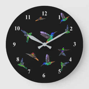 Frühjahrsvögel - Hummingbird - Wählen/Hinzufügen I Große Wanduhr