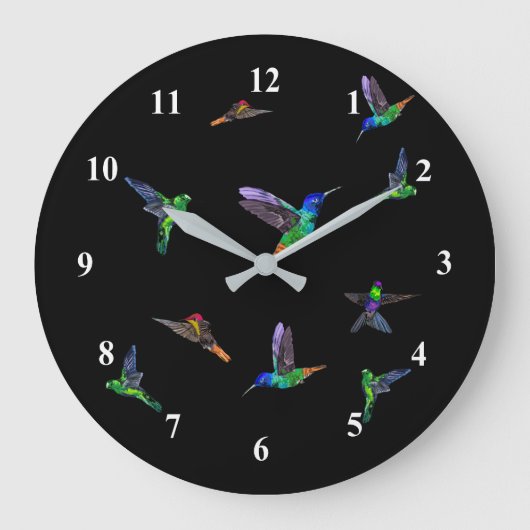 Frühjahrsvögel - Hummingbird - Wählen/Hinzufügen I Große Wanduhr (Vorderseite)