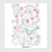 Frühjahrsvogel mit Blume Aufkleber (Blatt)